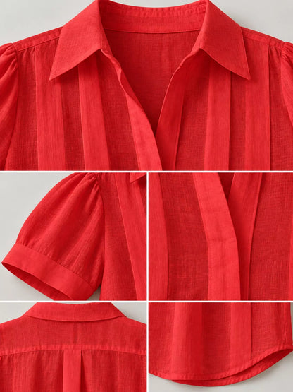 Full Size Button Up Short Sleeve Shirt Plus Size