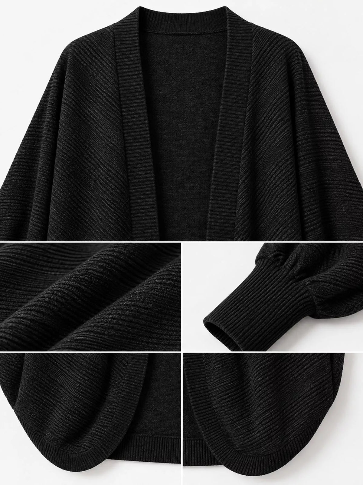 Open-Front Batwing Sleeve Cardigan