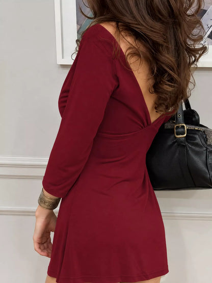V-Neck Bodycon Mini Dress
