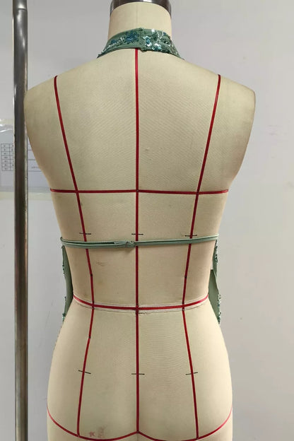 Bead Embellished Halter Neck Tank