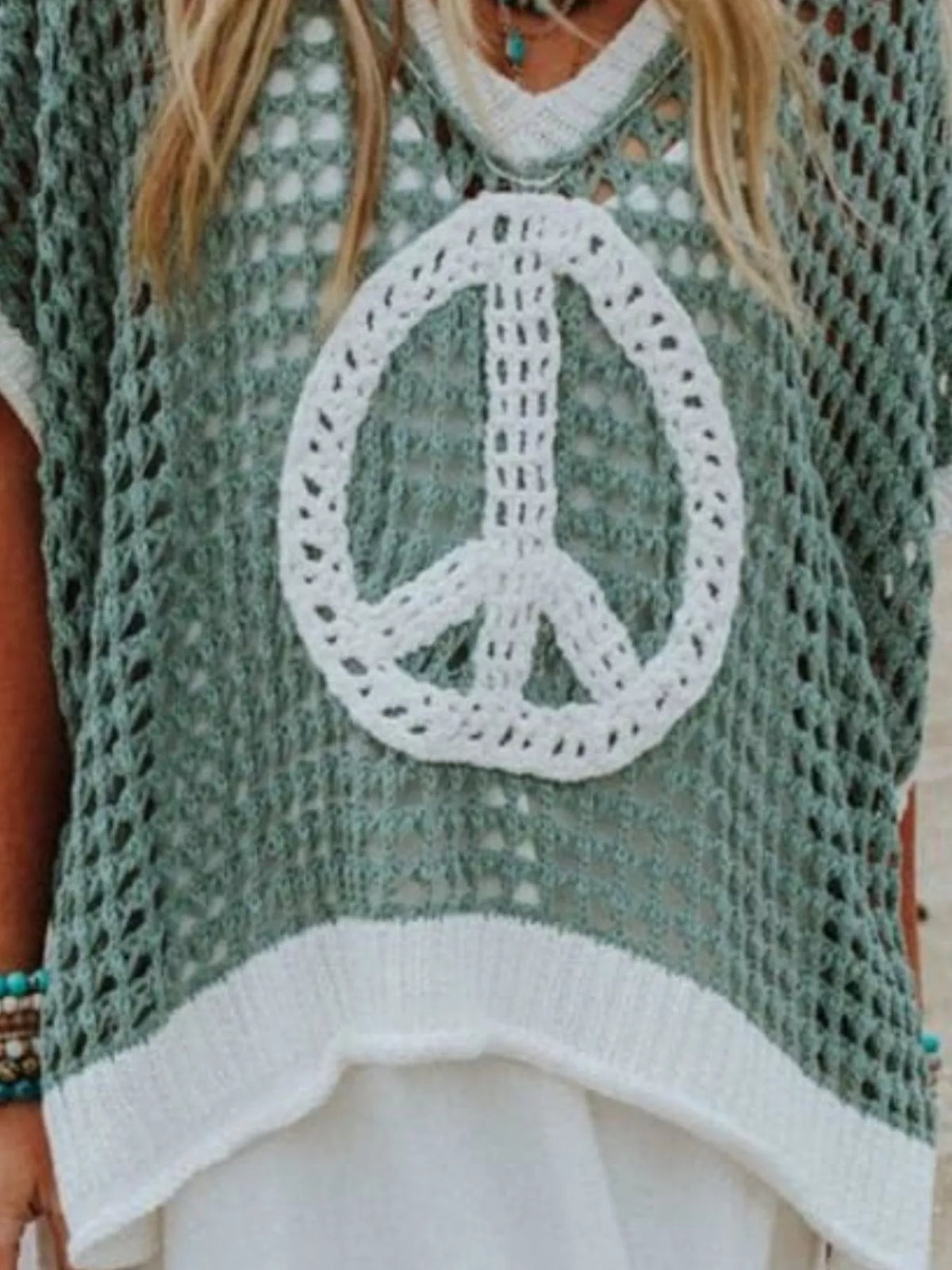 Peace Sign Crochet Knit Cover Up