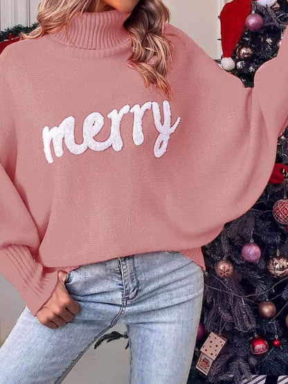 Christmas Letter Turtleneck Sweater