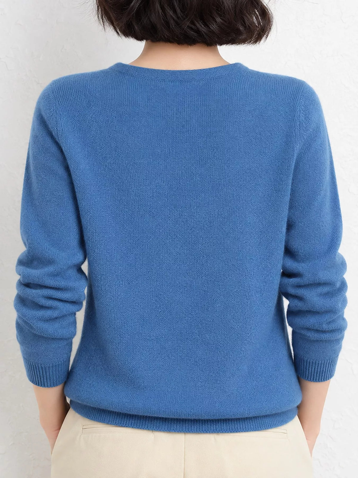 Elegant V-Neck Long Sleeve Soft Knit Top