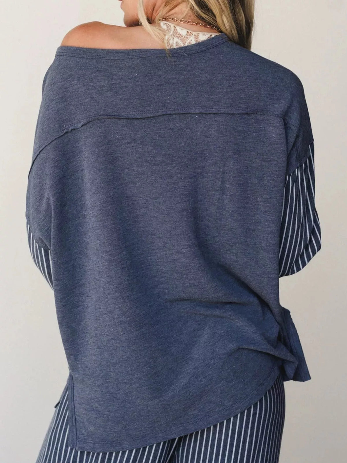 Striped Boat Neck Top and Wide-Leg Pants Set