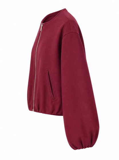 Fleece Zip-Up Cropped Jacket