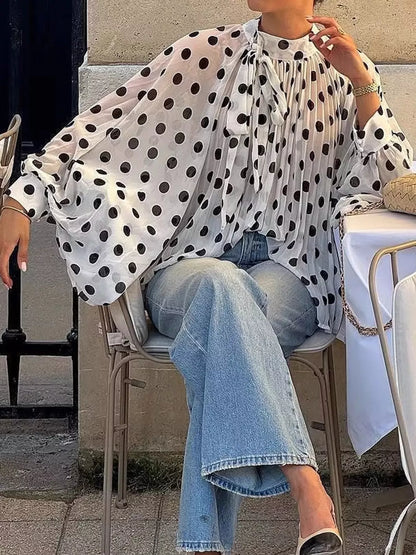 Polka Dot Long Sleeve Blouse