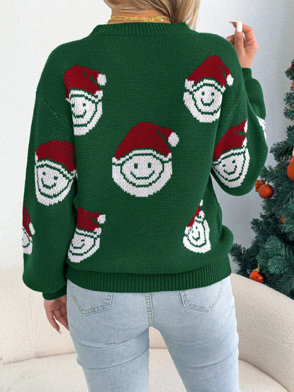 Christmas Santa Smiley Face Pattern Sweater