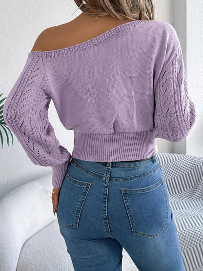 Openwork One Shoulder Sweater