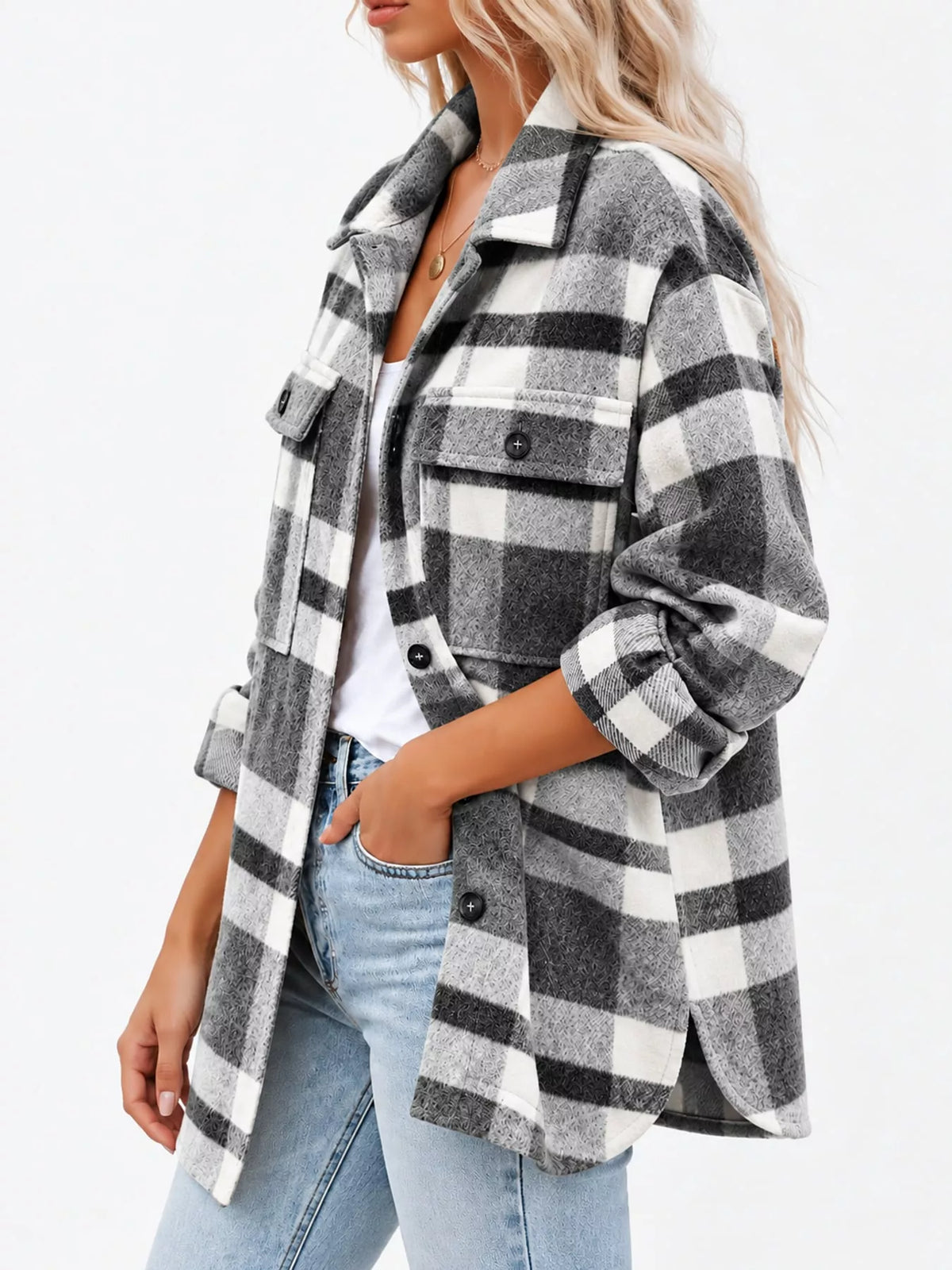 Plaid Button Up Shacket