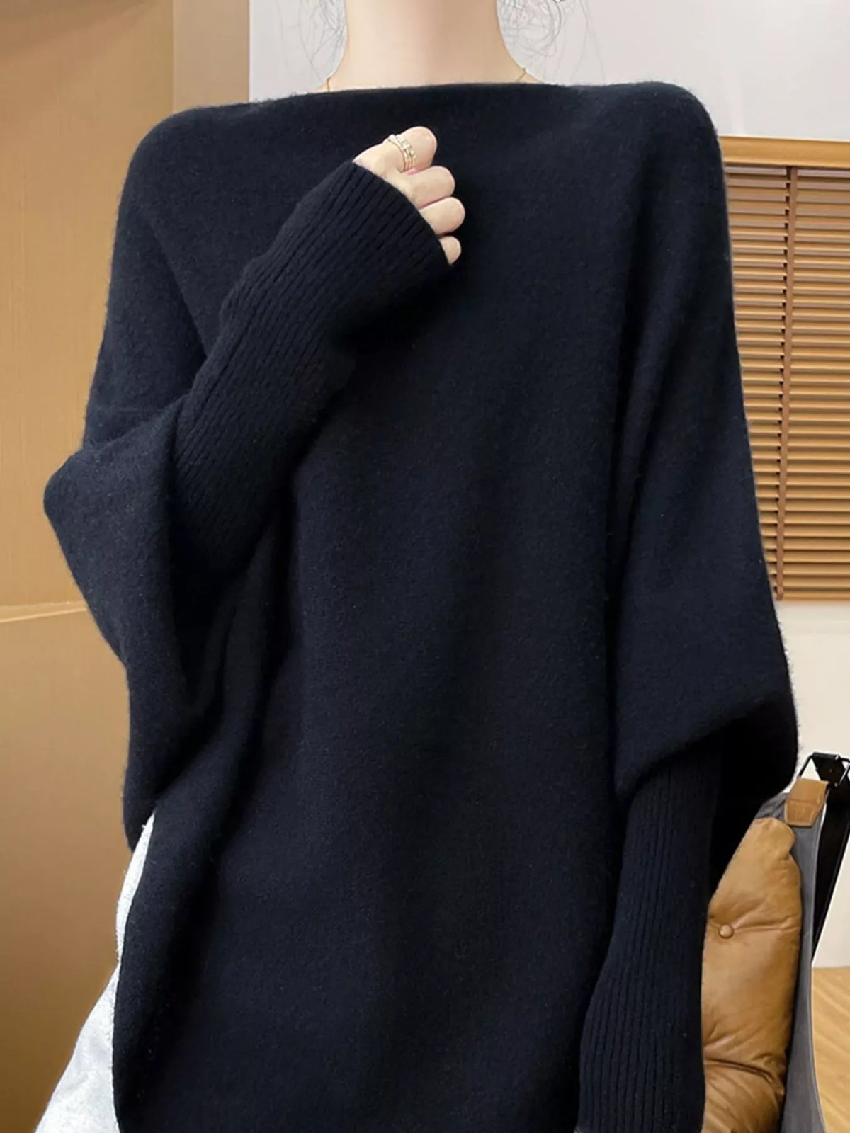 Asymmetrical Lantern Sleeve Sweater