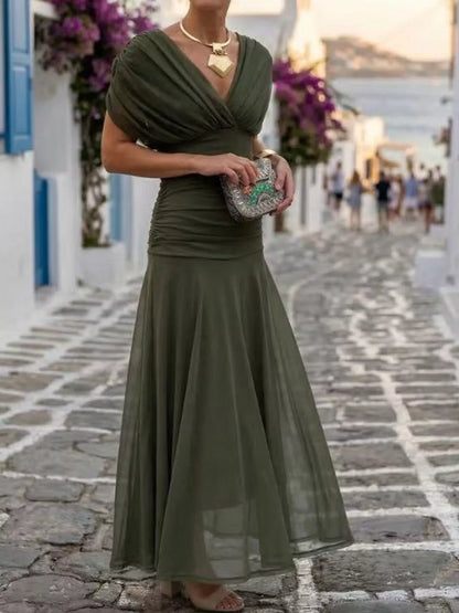 Full Size Off-Shoulder Ruched Maxi Dress Plus Size