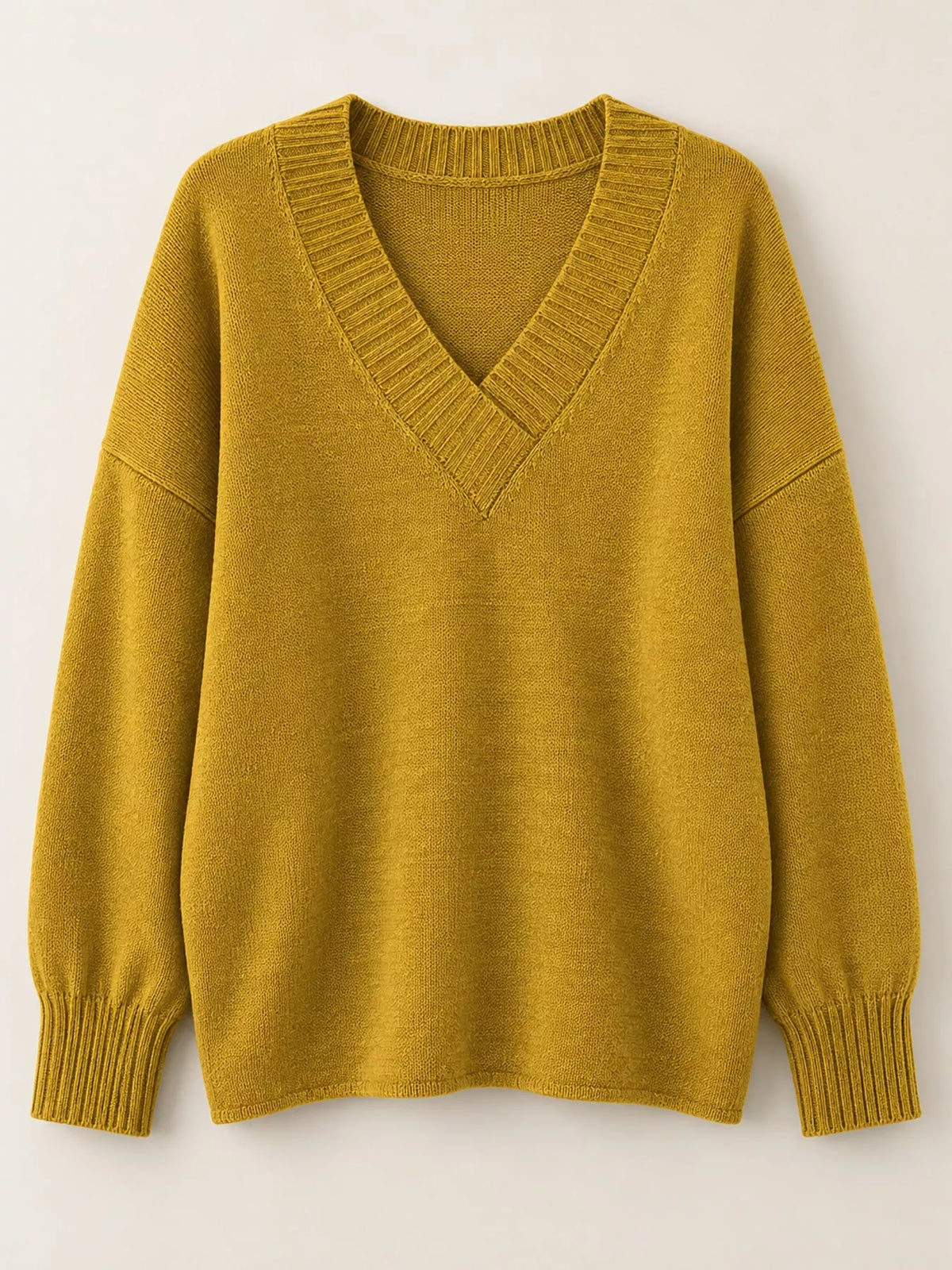 Full Size V-Neck Dropped Shoulder Sweater Plus Size