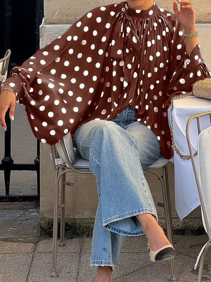 Polka Dot Long Sleeve Blouse