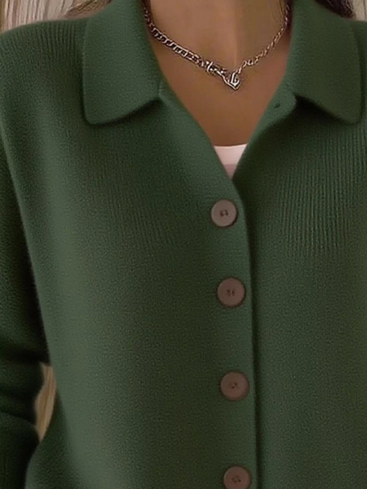 Full Size Collared Button-Down Knit Cardigan Plus Size