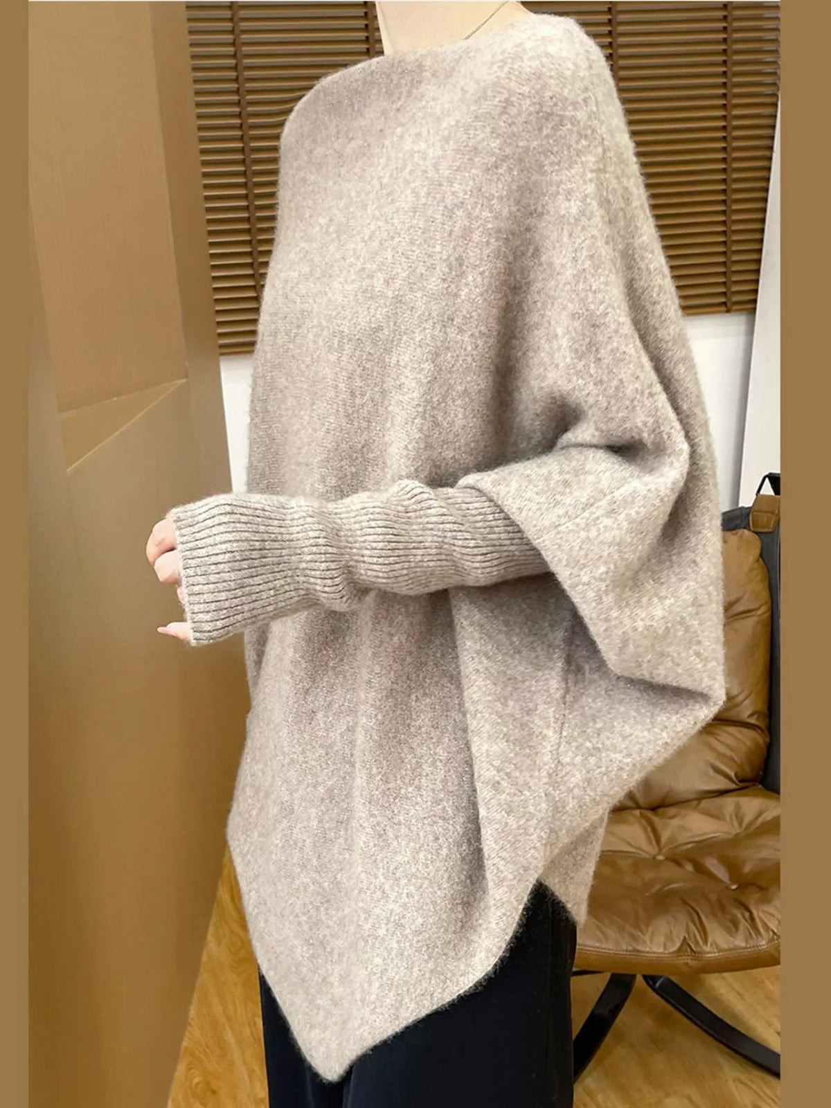 Asymmetrical Lantern Sleeve Sweater
