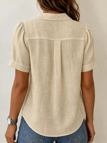 Full Size Button Up Short Sleeve Shirt Plus Size