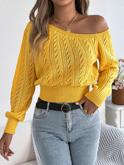 Openwork One Shoulder Sweater