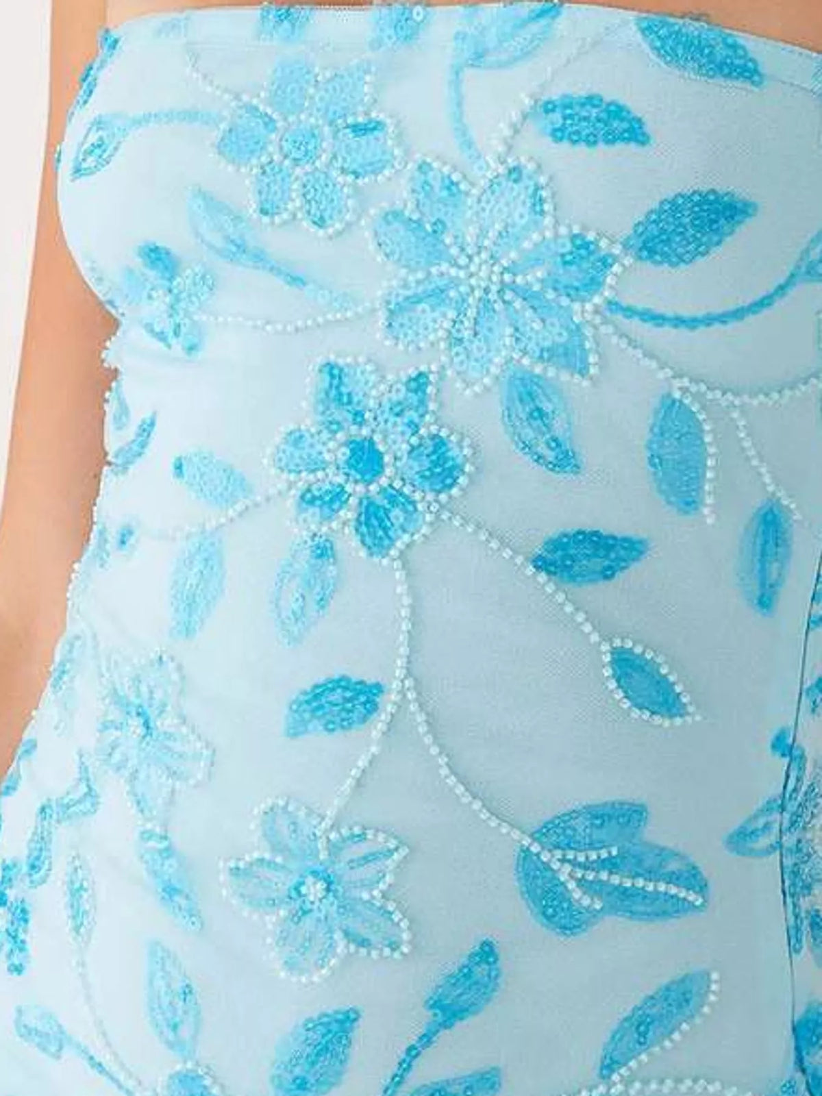 Floral Textured Strapless Mini Dress