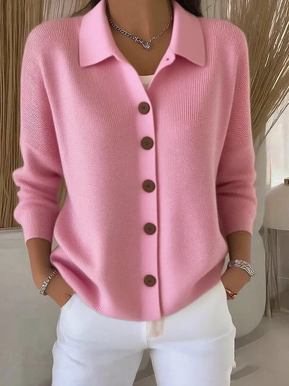 Full Size Collared Button-Down Knit Cardigan Plus Size