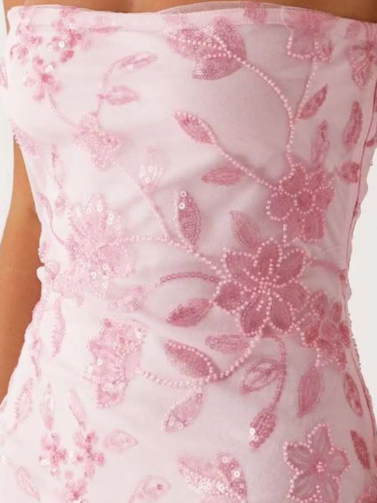 Floral Textured Strapless Mini Dress