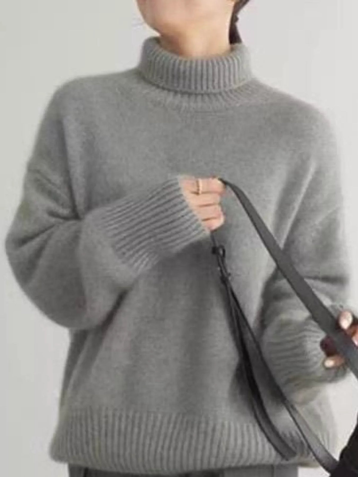 Turtleneck Dropped Shoulder Sweater