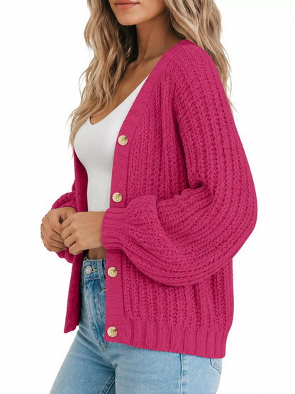 Full Size Chunky Knit Button-Down Cardigan Plus Size