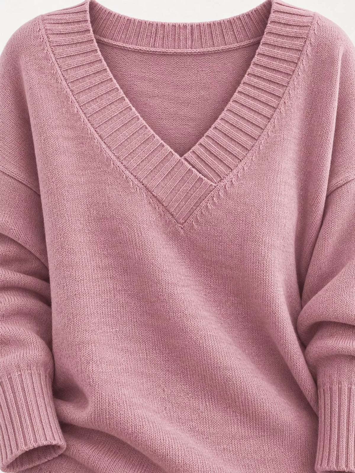 Full Size V-Neck Dropped Shoulder Sweater Plus Size