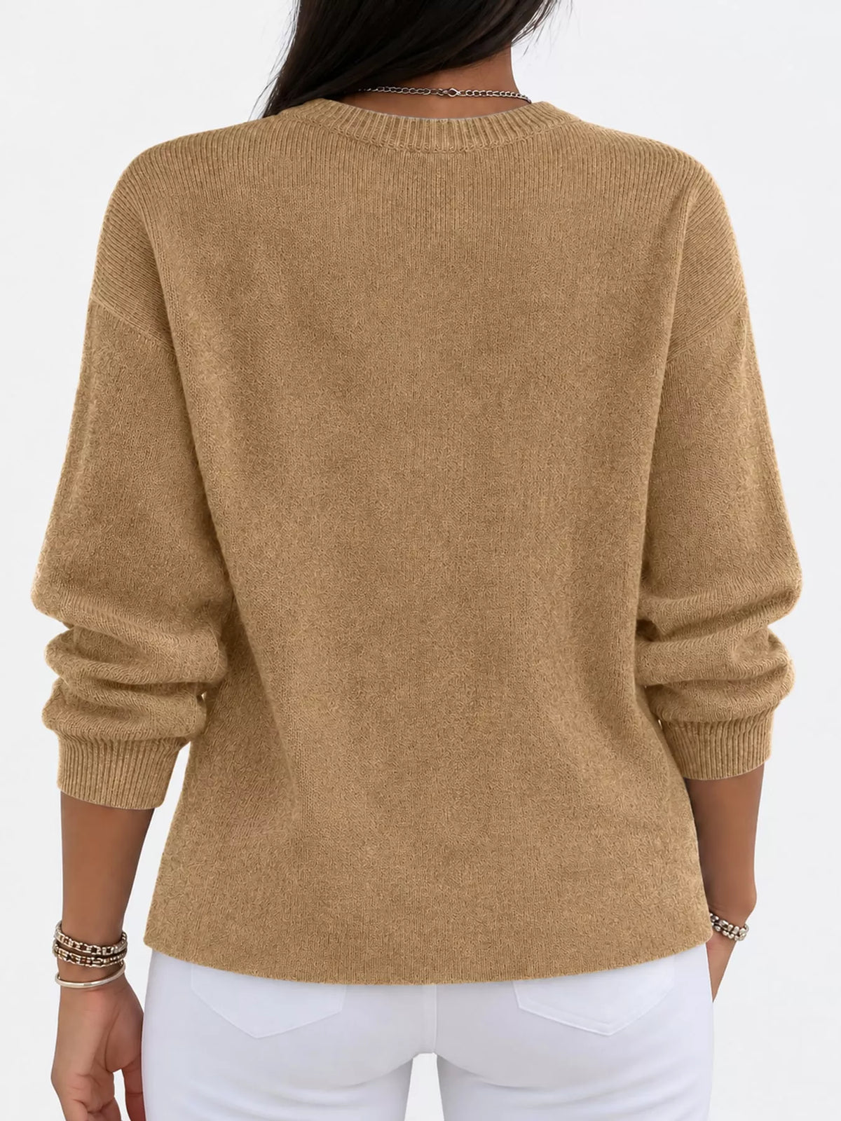 Full Size Classic Crew Neck Sweater Plus Size