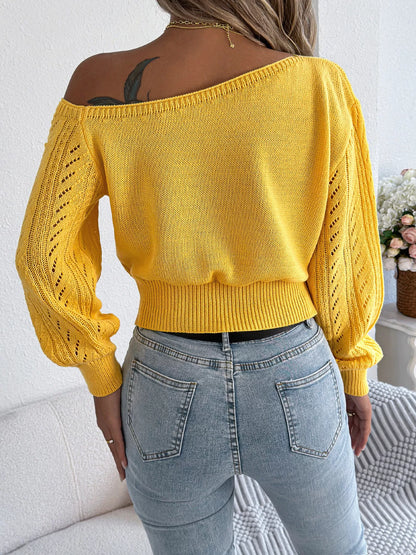 Openwork One Shoulder Sweater