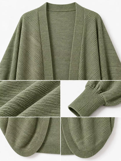 Open-Front Batwing Sleeve Cardigan