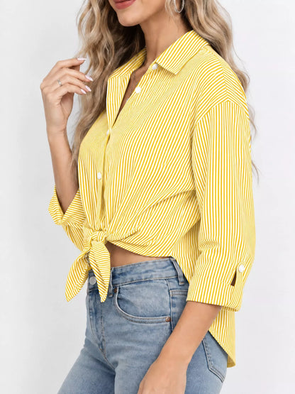 Casual Striped Button-Down Shirt