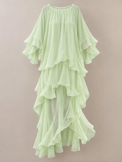 Ruffled Layered Bohemian Maxi Dress