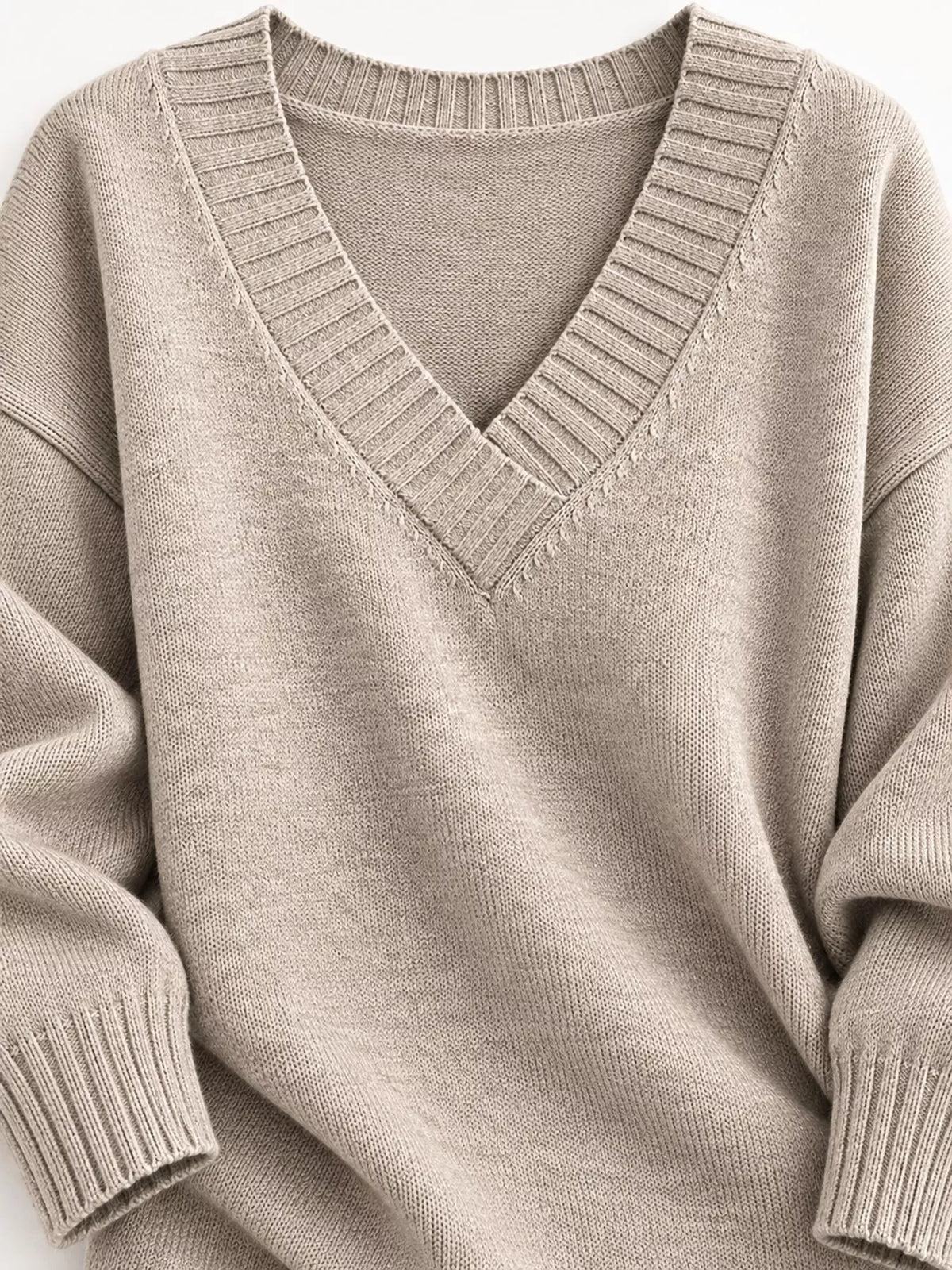 Full Size V-Neck Dropped Shoulder Sweater Plus Size