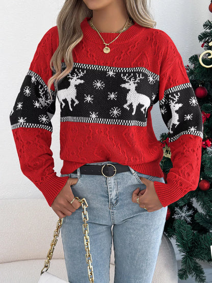 Reindeer Pattern Christmas Sweater