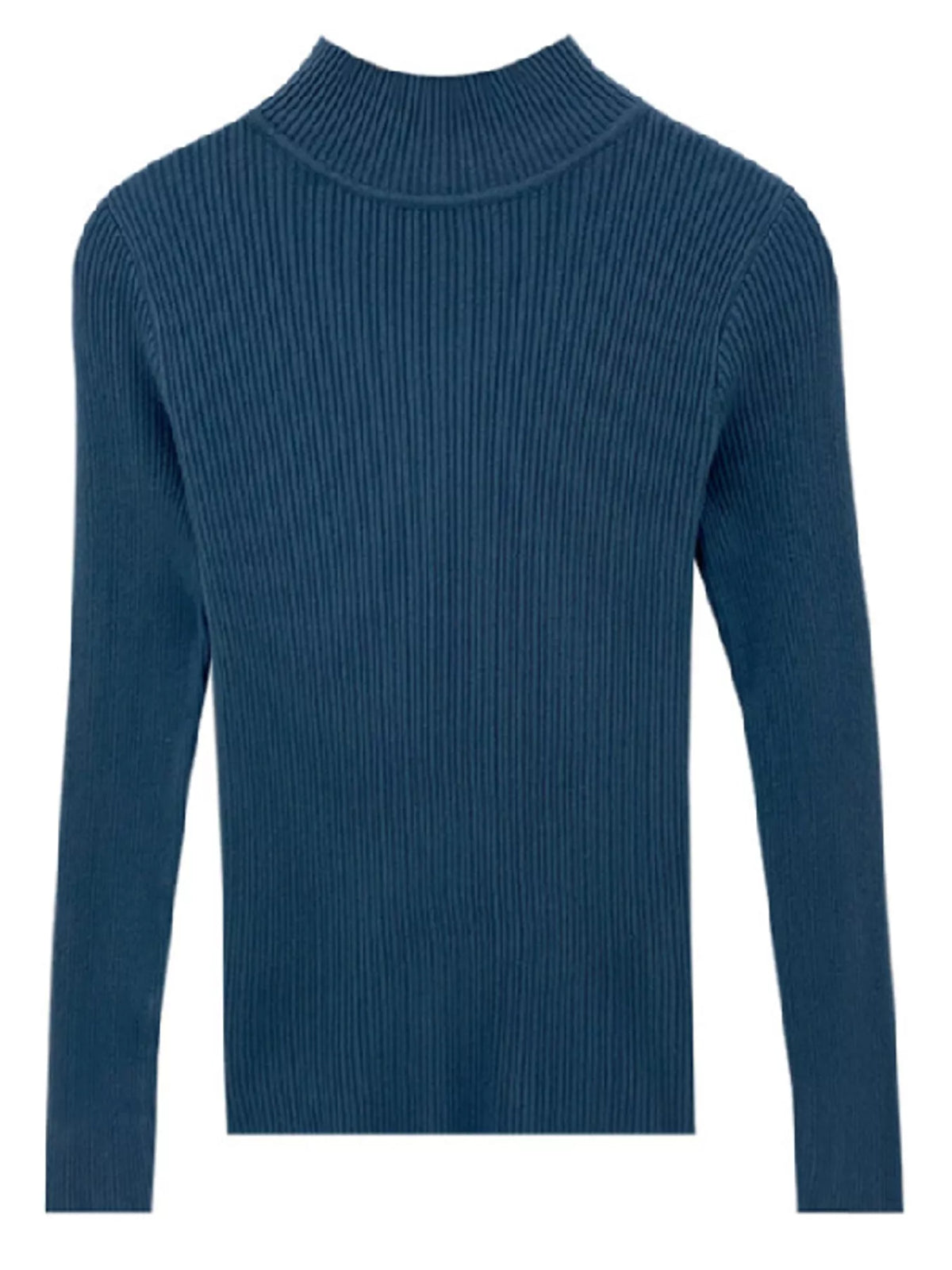 Elegant Slim-Fit Ribbed Mock Neck Knit Top