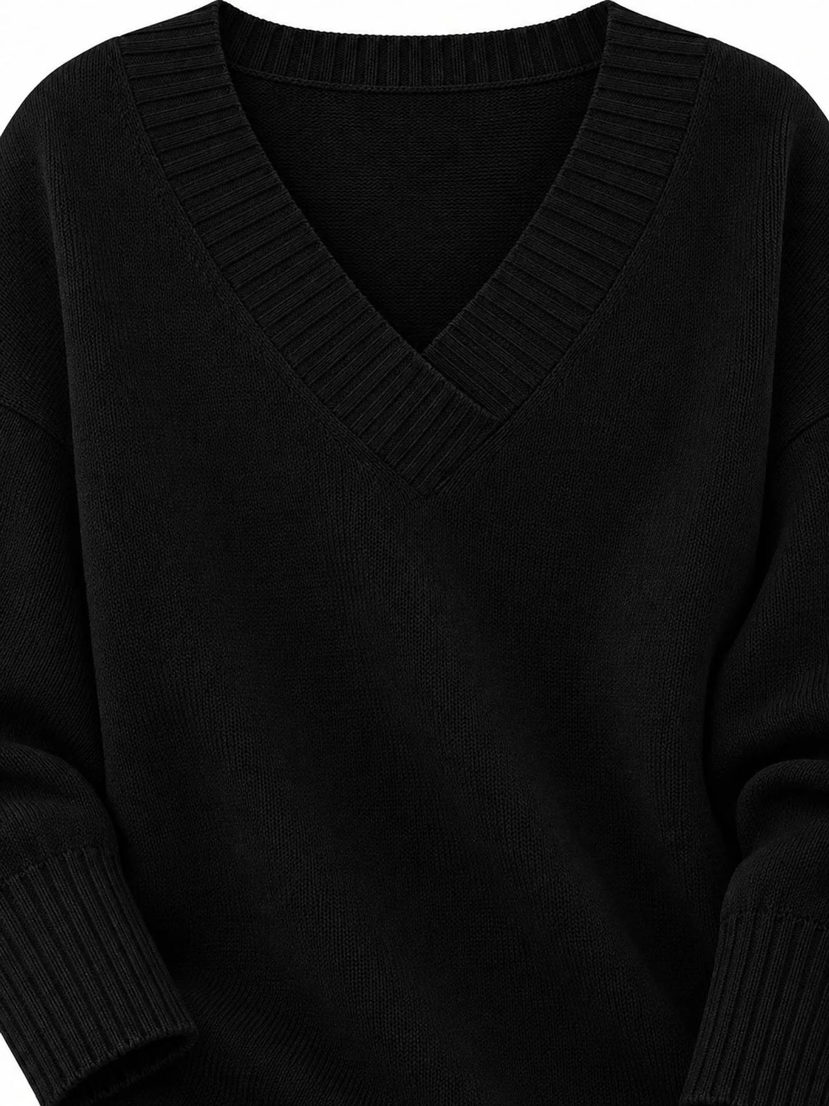 Full Size V-Neck Dropped Shoulder Sweater Plus Size