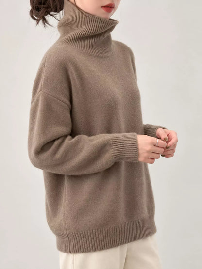 Turtleneck Dropped Shoulder Sweater