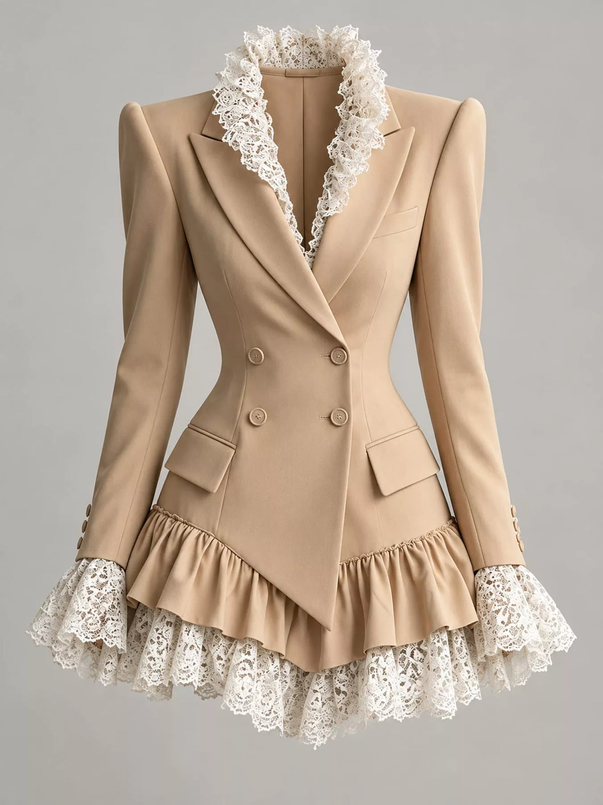Lace Trim Blazer Dress