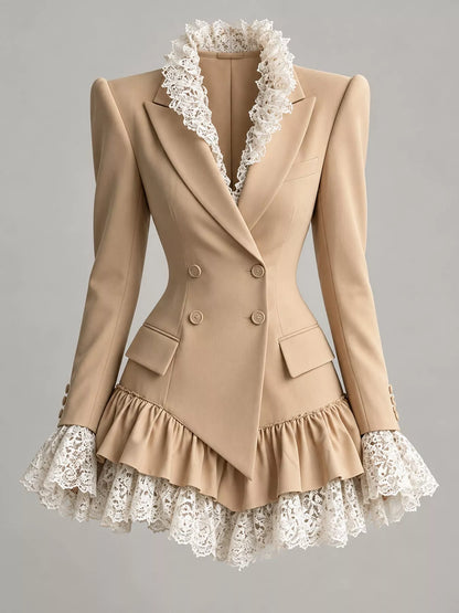 Lace Trim Blazer Dress
