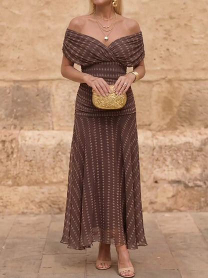 Full Size Off-Shoulder Ruched Maxi Dress Plus Size