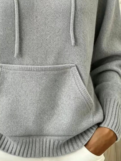 Full Size Drawstring Kangaroo Pocket Hooded Sweater Plus Size