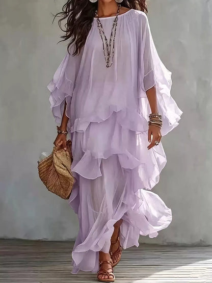 Ruffled Layered Bohemian Maxi Dress