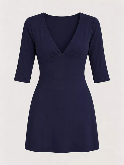 V-Neck Bodycon Mini Dress