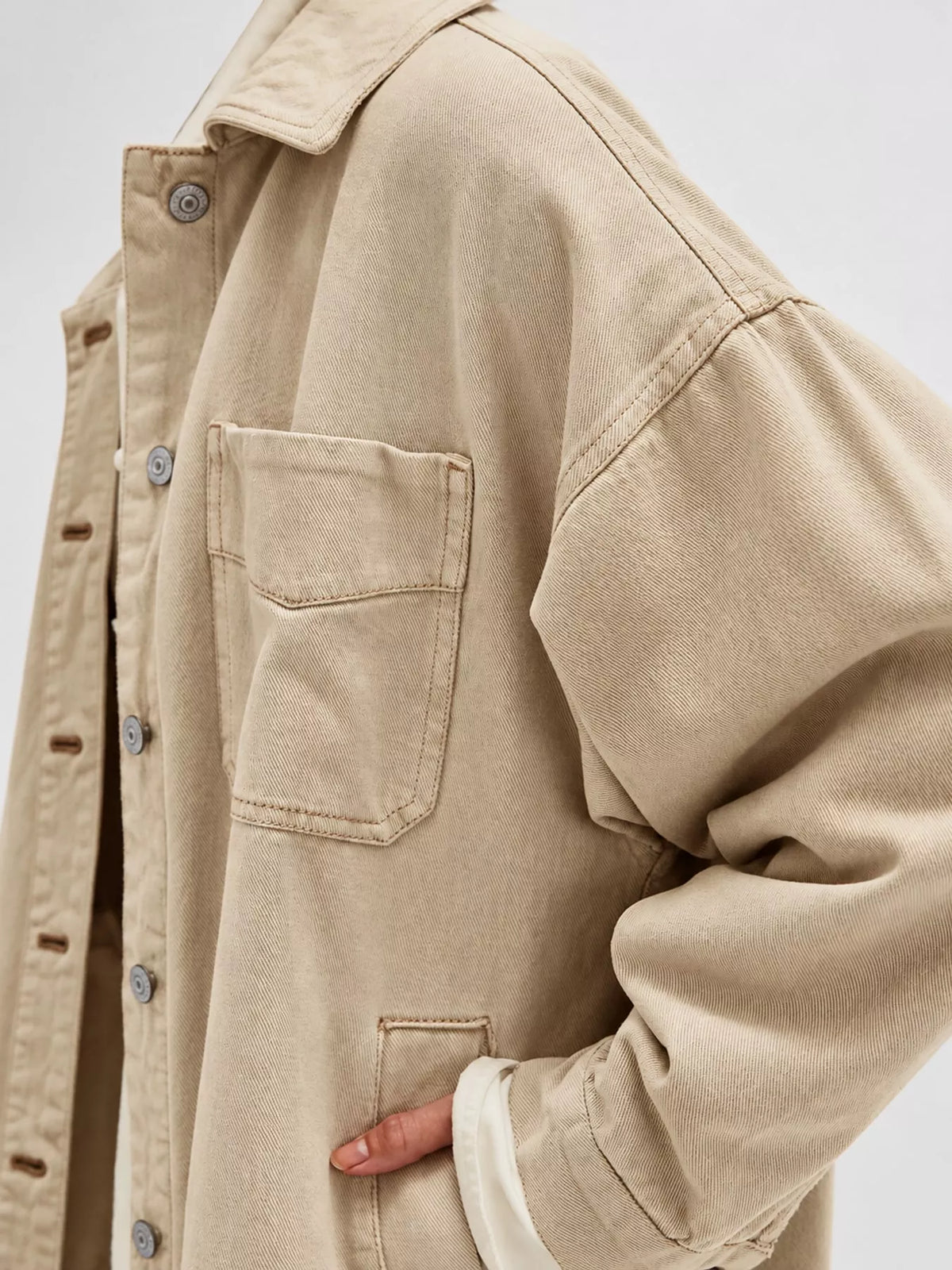 Button Up Long Sleeve Denim Jacket