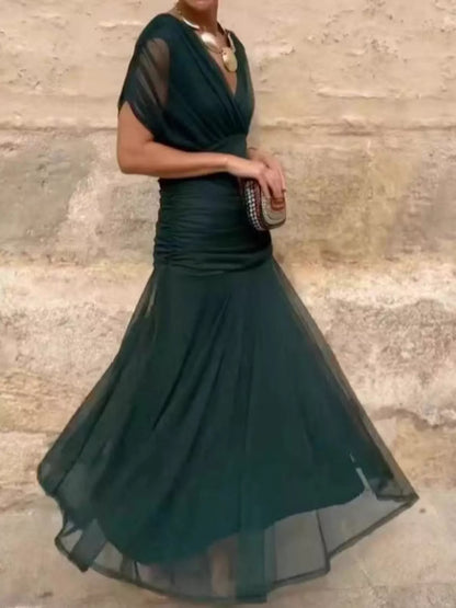 Full Size Off-Shoulder Ruched Maxi Dress Plus Size