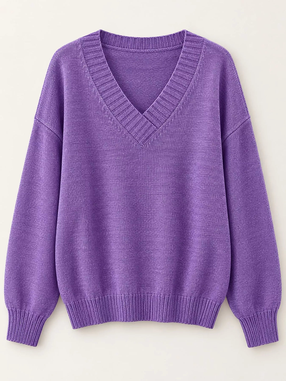 Full Size V-Neck Dropped Shoulder Sweater Plus Size