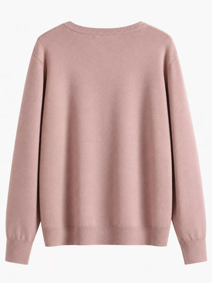Plus Size Crew Neck Button-Down Knit Cardigan