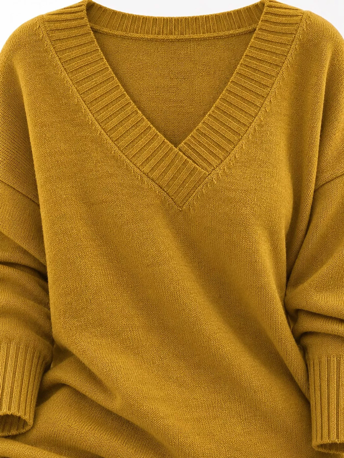 Full Size V-Neck Dropped Shoulder Sweater Plus Size
