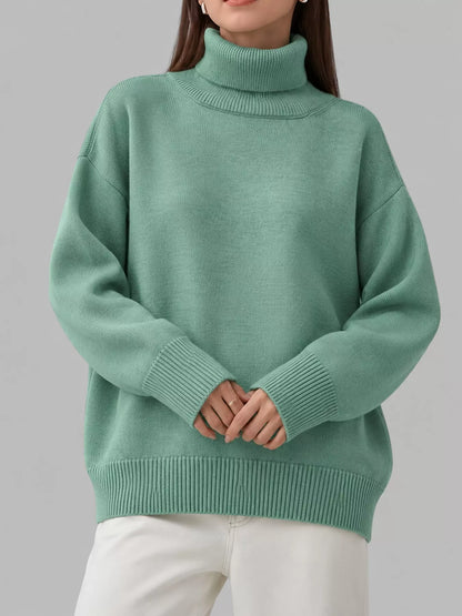 Turtleneck Dropped Shoulder Sweater