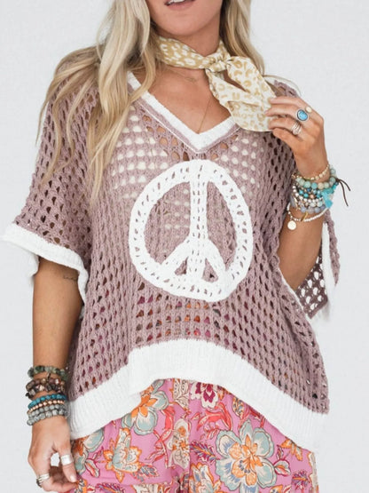 Peace Sign Crochet Knit Cover Up